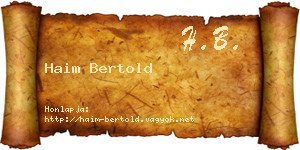 Haim Bertold névjegykártya